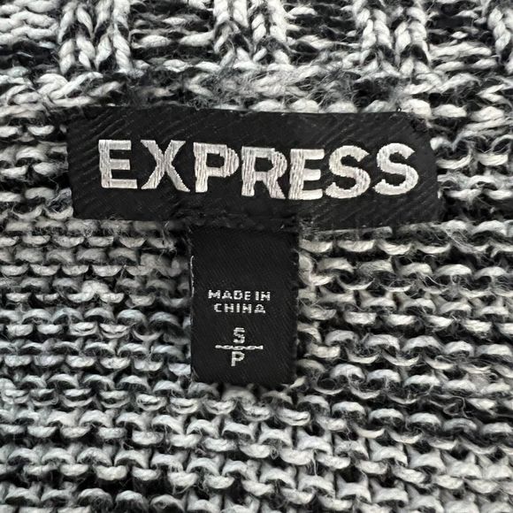 Express Sweater Women Large Black White Marled Open Front Cardigan Office Casual - Picture 7 of 8